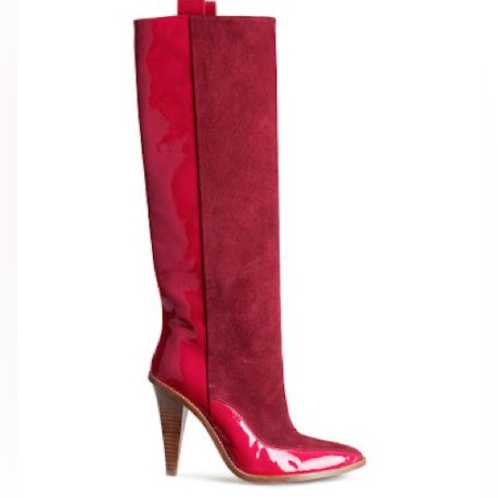 H&M studio red suede patent leather shoes